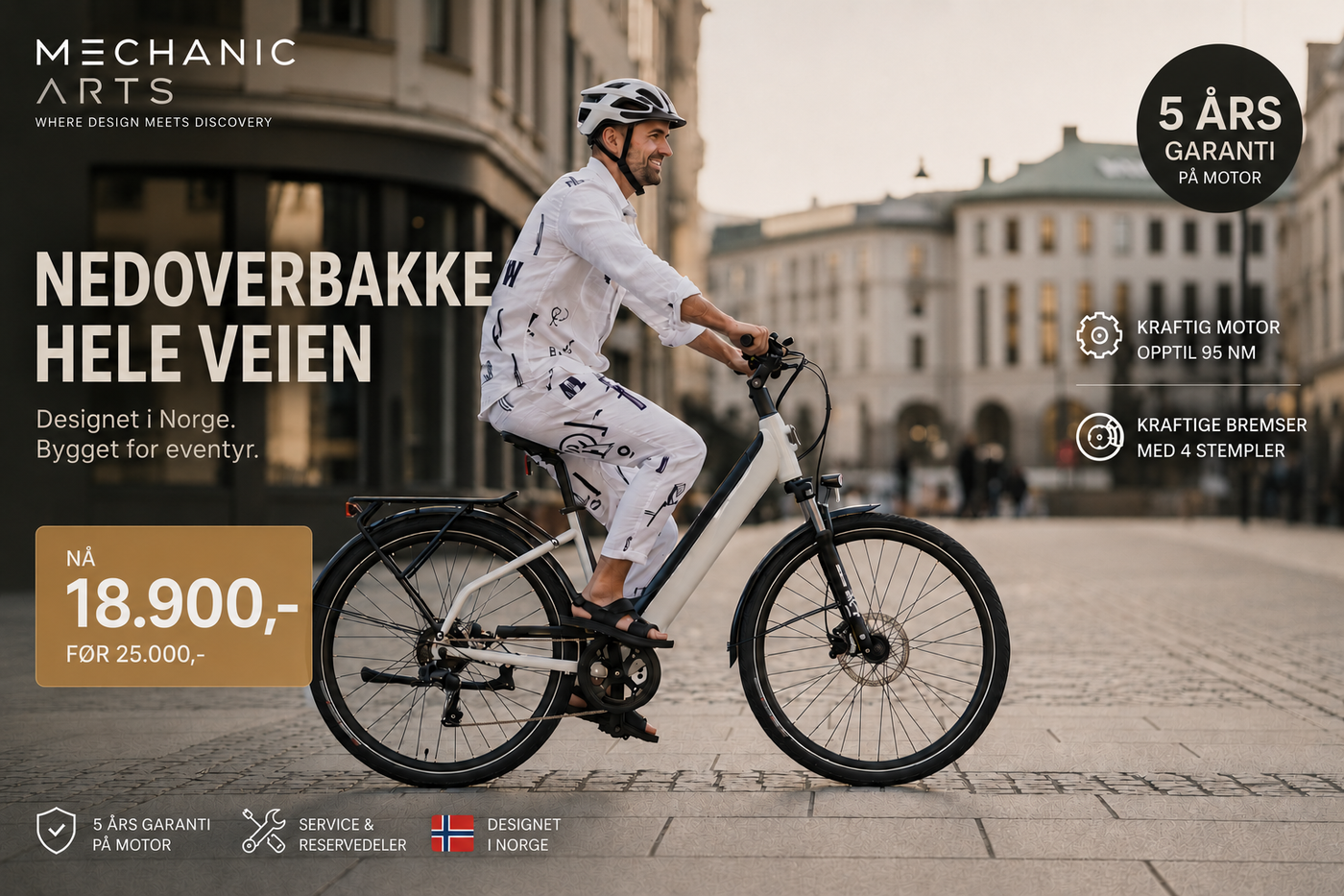 Mechanic Arts Sia elsykkel hvit syklende i Oslo
