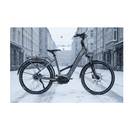 Collection vintersykling flo snø