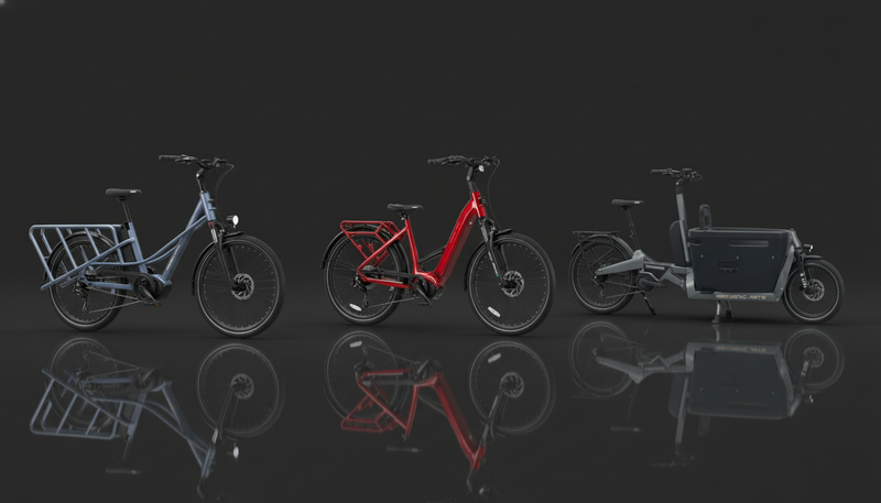 Mechanic Arts elsykler - Flo bysykkel, Triberide longtail og Tribewagon lastesykkel - premium elektriske sykler for by og familie