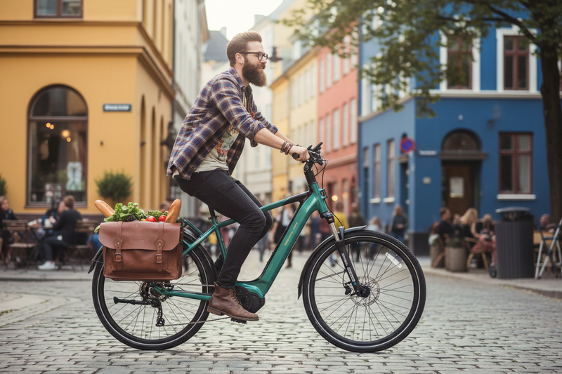 Mechanic Arts Ridr elsykkel med en urban mann syklende gjennom grønland i Oslo