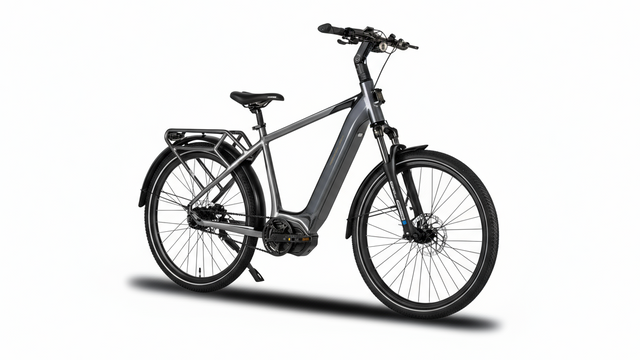 Mechanic Arts Rida elsykkel i titan farge - elektrisk sykkel for by og pendling, god rekkevidde og sterk motor på 115Nm