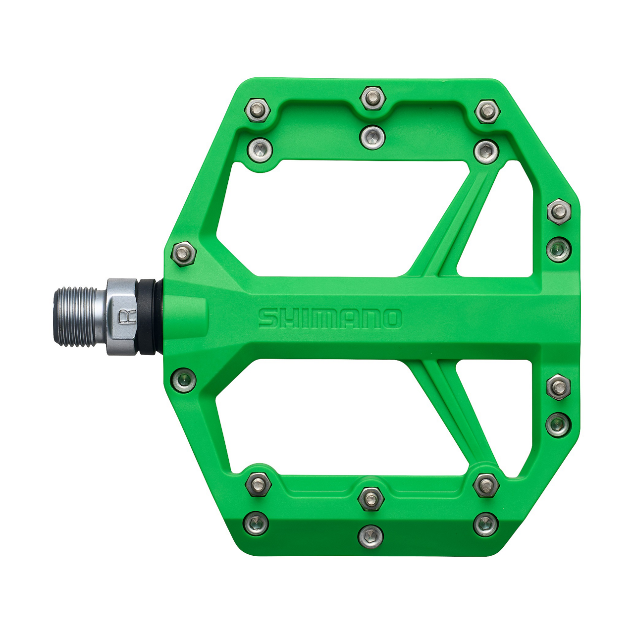 Shimano PD-GR400 flate pedaler til elsykkel - premium med fargefinish og overlegent grep grønn farge overblikkbilde